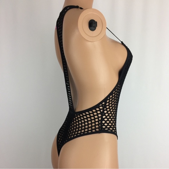 Victorias Secret Beach Sexy Mesh One Piece Black thong Swimsuit, Size Small - Picture 2 of 12